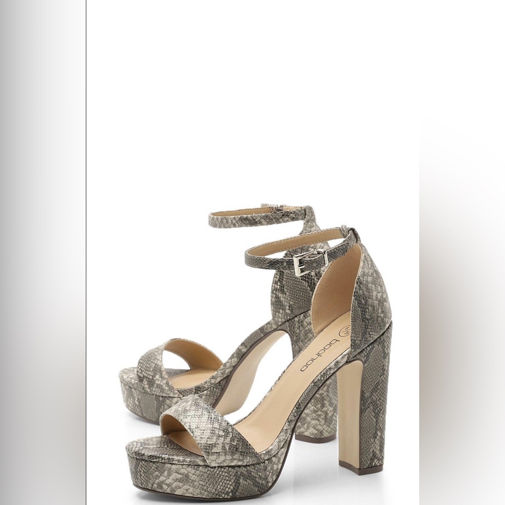 Boohoo Snakeskin Platform Heels
